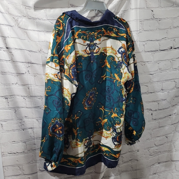 Vintage mixed print silk blouse in size L - Picture 3 of 5